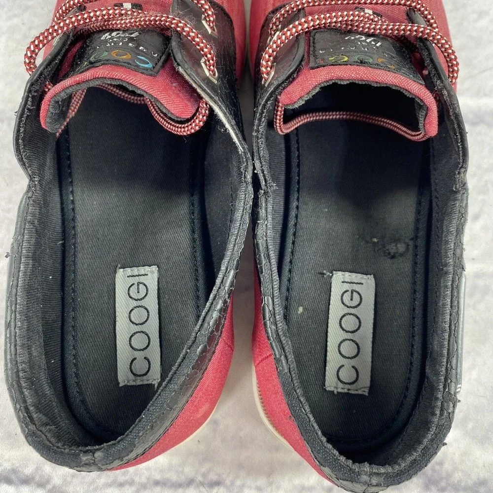 COOGI Australia‎ Men's Boat Shoes Size 10.5 Red Black CM1312 Canvas Faux Leather